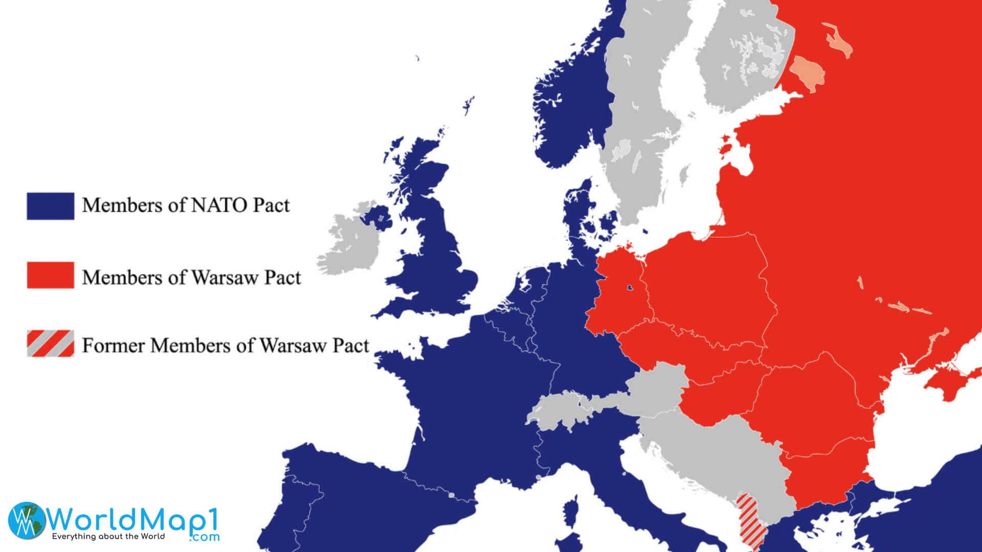 Members of NATO and Warsaw Pact Map